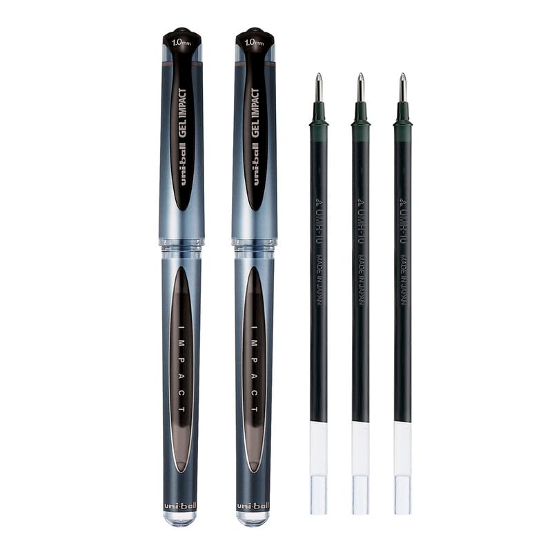 Signo 0.1mm UM153S & UMR-10 Gel Pen - Refill Combo | Black Ink, 2 Pcs Pens with 3 Pcs Refills