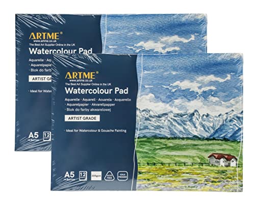 ARTME A5 Aquarellblock (2 Stück) x 12 Blatt / 300 g/m² / fest...