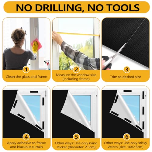 Blackout Blind Stick on Curtains, No Drill Blackout Curtains, Cut to Any Size, Portable Temporary Black Out Blinds for Bedroom, Travel, Nursery & Temporary Use (200×147cm) - Cosy Home Interiors Blackout Blind Stick on Curtains, No Drill Blackout Curtains, Cut to Any Size, Portable Temporary Black Out Blinds for Bedroom, Travel, Nursery & Temporary Use (200×147cm) - Image 5