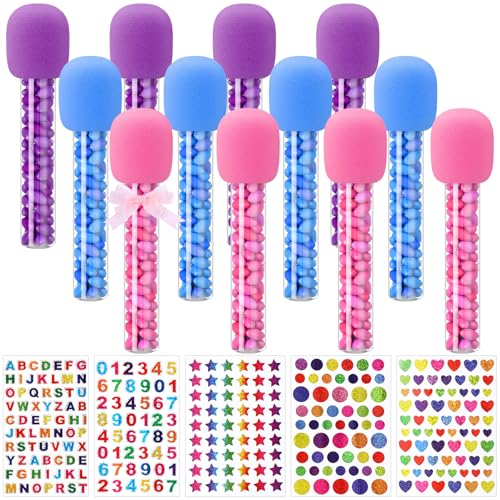 Newtay 12 Set Microphone Candy Tubes 10", Purple, Pink, Blue - image 3
