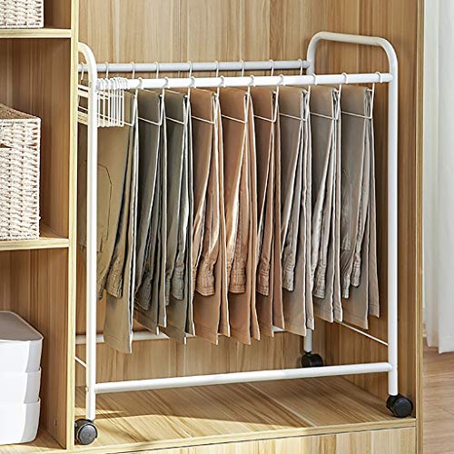 Chariot à cintres pour pantalons blanc contre les vêtements froissés en dressing