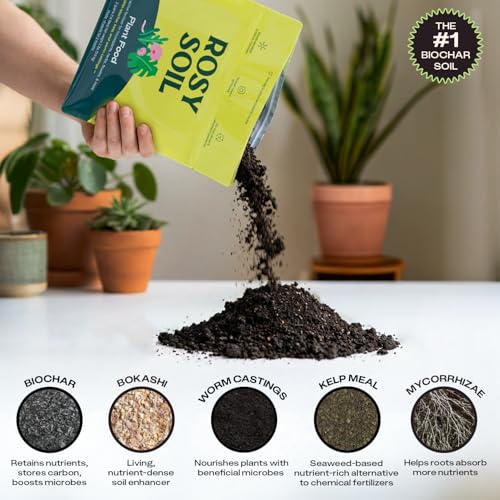 Image of Rosy Soil Plant Food, Organic Fertilizer for Indoor Plants, 4 Quarts | Microbially Active Organic Indoor Plant Food, with Biochar, Kelp, Worm Castings, For Houseplants, Herbs & Flowers