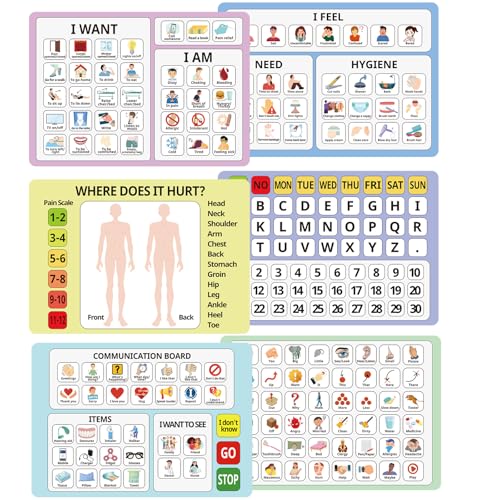 Fuyoooo 6 Pcs Communication Boards for Non Verbal...