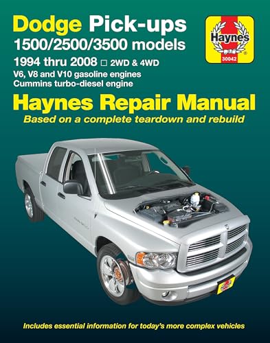 Dodge Ram 1500, 2500, 3500, (1994 - 2008): with V6, V8 and V10 gasoline and Cummins turbo-diesel engines, 2WD & 4WD