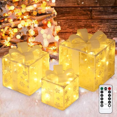 Eingangsbereich Weihnachtsdeko Außen 16 3er Set Geschenkboxen LED Weihnachtsdeko Außen & Innen, Beleuchtete...