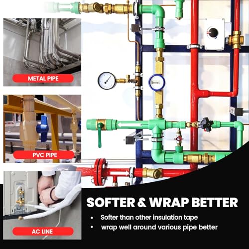 Image of ADHES PVC Pipe Wrap Tape, 2 Inch X 35 Yds, Corrosion Protection Pipe Tape, Weatherproof PVC Tape for Drain Pipe, Metal & Electrical Piping, Underground Pipe, White