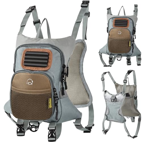 Qiullen Waterproof Fly Fishing Chest Pack with Hard Bottom Work...