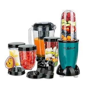 GOURMETmaxx Mr. Magic Mixer | Smoothie Maker met XXL accessoirepakket | Standmixer 18-delig | Blender met lekvrije vershouddeksels | Food Processor voor shakes, smoothies etc.