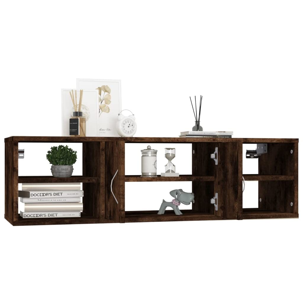 Wandregal Räuchereiche 102x30x29 cm Holzwerkstoff Wandboard Küchenregal Regale Für Wände Wandbrett für Schlafzimmer Wohnbereich Küche Badezimmer