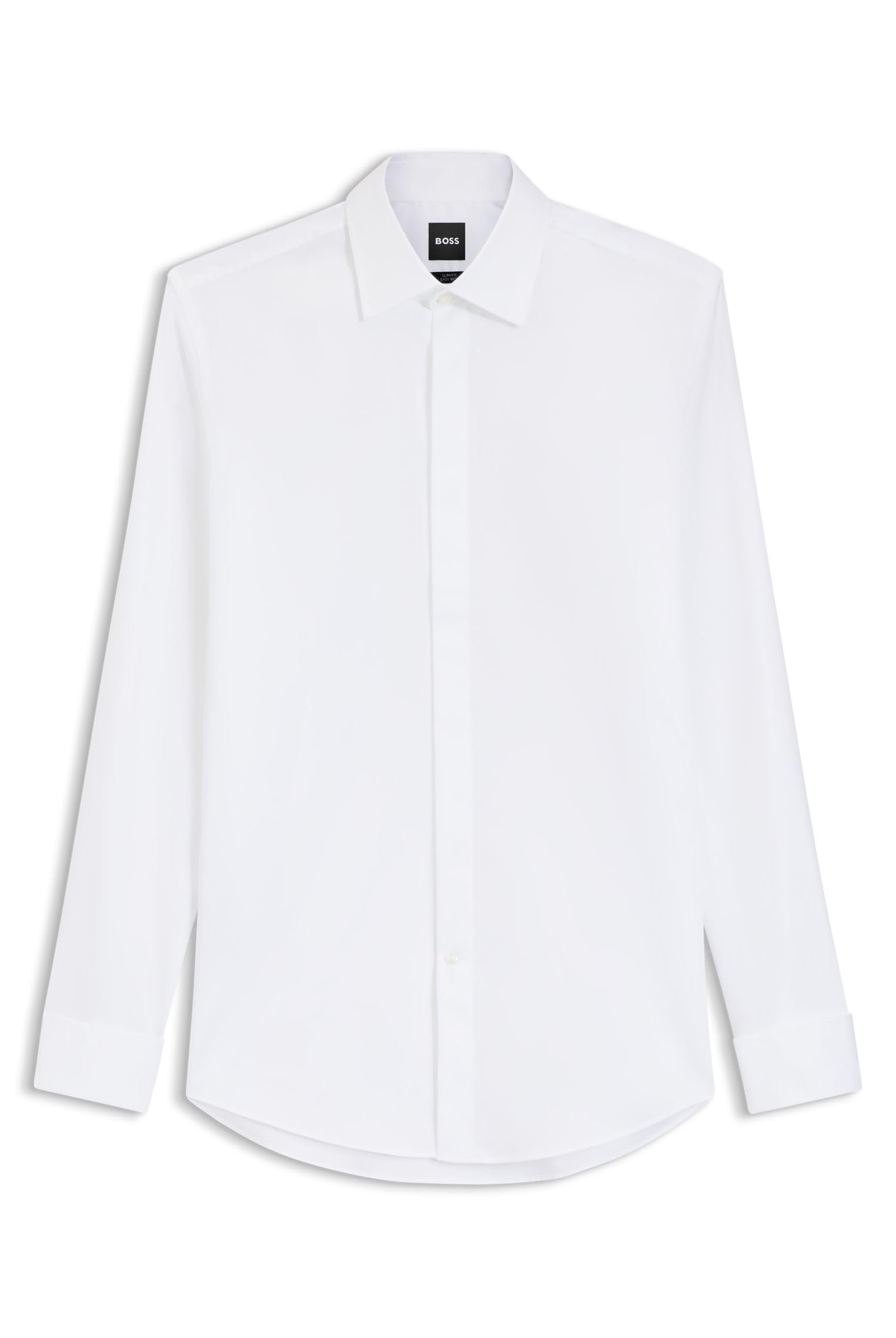 Boss Men's Long Sleeve Plain Shirt - White 100 - 16.5 inch