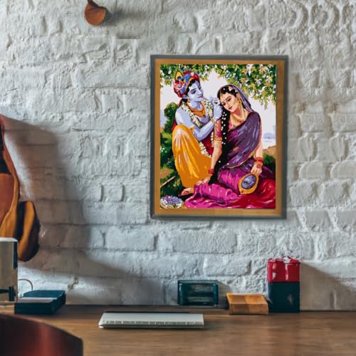 Image of Whattacraft! Paint by Numbers for Adults and Kids | Premium Painting Kit in Gift Packaging| Rolled Canvas | Do-it-Yourself Wall Decor | DIY | Radha Madhav 40x50