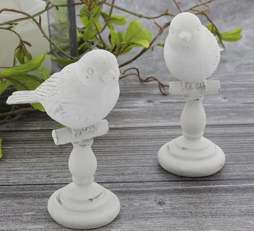 The-Bridge-Collection-Elegant-Bird-Finial-Figurine-Set-2-Piece-Whitewashed The Bridge Collection Elegant Bird Finial Figurine Set 2 Piece Whitewashed