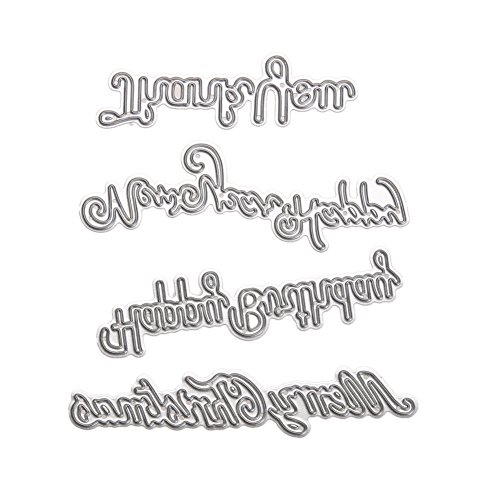 Whitelotous Cutting Dies Cut Dies Stencil Metal Template Mould for DIY Scrapbook Album Paper Card (4 pcs Greetings)