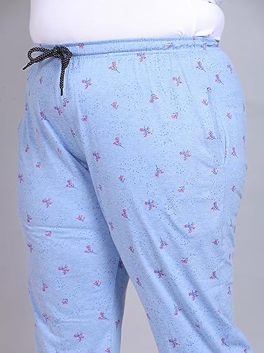 Image of CUPID Women's Plus Size Cotton Printed Pajamas, Nightwear, Lounge Wear, Walk Wear Lowers, Regular Fit Track Pants for Ladies M to 7XL
