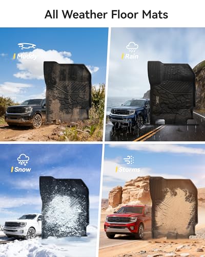 Image of 3W Floor Mats & Cargo Liner & Seat Back Mats for 2025 2026 Ford Expedition Max 7 Seats with 2nd Row Bucket Seats, All Weather TPE Full Set Floor Mats for Ford Expedition (Only Max)