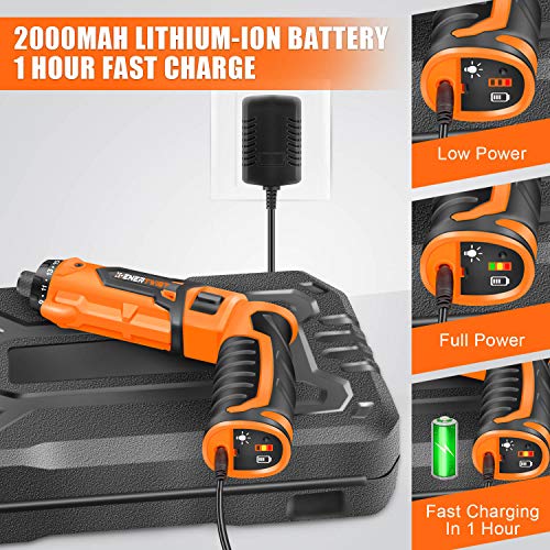 image for ENERTWIST 8V Cordless Electric Screwdriver, 82pcs 10Nm Max Fast Rechar