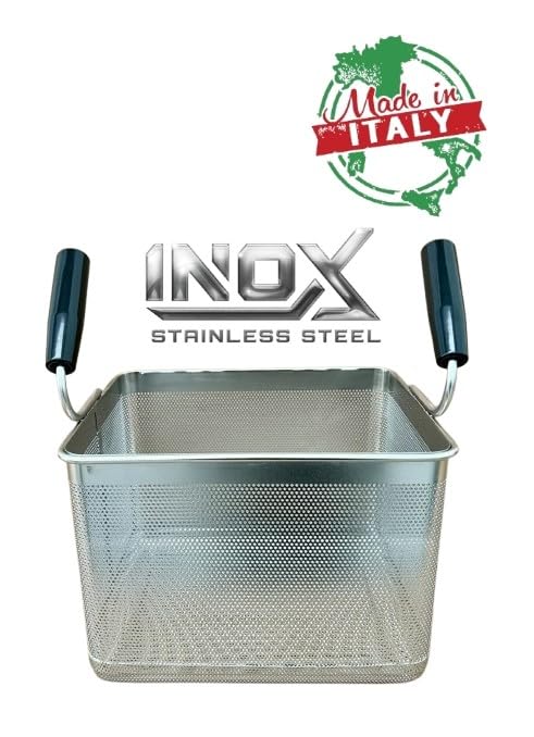 FBR0275 - CESTINO MADE IN ITALY CUOCIPASTA PROFESSIONALE 1/2 2 MANICI 298X242X215H MM IN ACCIAIO INOSSIDABILE AISI 304 CESTELLO CUOCI PASTA INOX GN 1/2