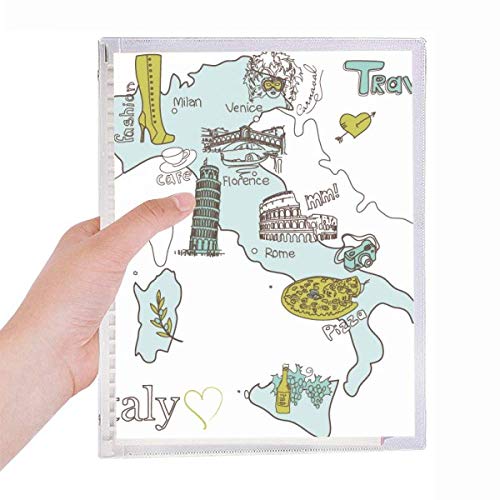 Carnet de notes à spirales rechargeable avec couverture motif Italie