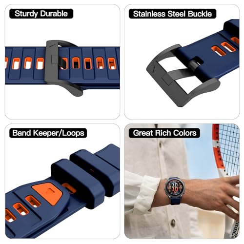 Image of OVERSTEP Compatible with Fenix 8 51mm Watch Bands, 26mm Soft Siliocne Strap for Garmin Fenix 5X /Fenix 5X Plus /Fenix 6X /Fenix 6X Pro /Fenix 7X /Fenix 7X Pro Smartwatch