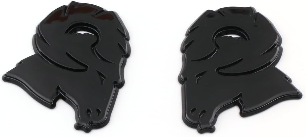 Pair New Custom Hellcat Style Head Emblems Right Left Badge Replacement for Ram 1500 2500 3500 Badge (Black Red)