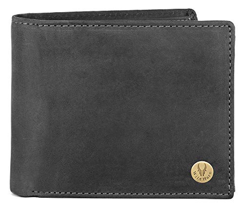 Image of WildHorn Grey Leather Wallet for Men I Ultra Strong Stitching I 6 Card Slots I 2 Currency & 2 Secret Compartments I 1 Coin Pocket