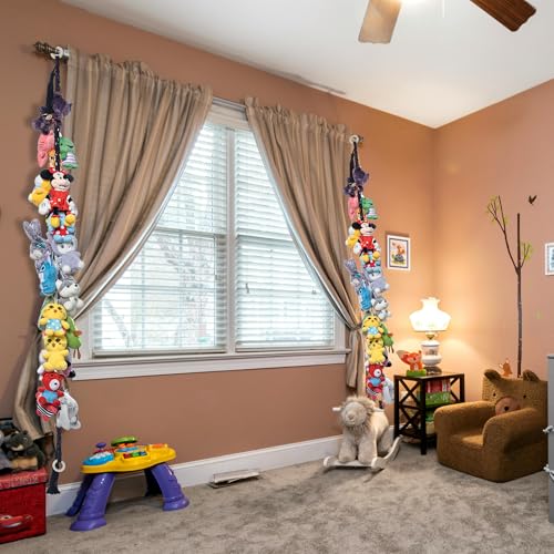 Image of 2PCS Stuffed Animals Storage Chain Organizers 80 inch Cotton Hanging Storage Chain with 40 Metal Clips Stuffed Animal Display Holder Chain for Wall or Corner Nursery Play Room (Black)