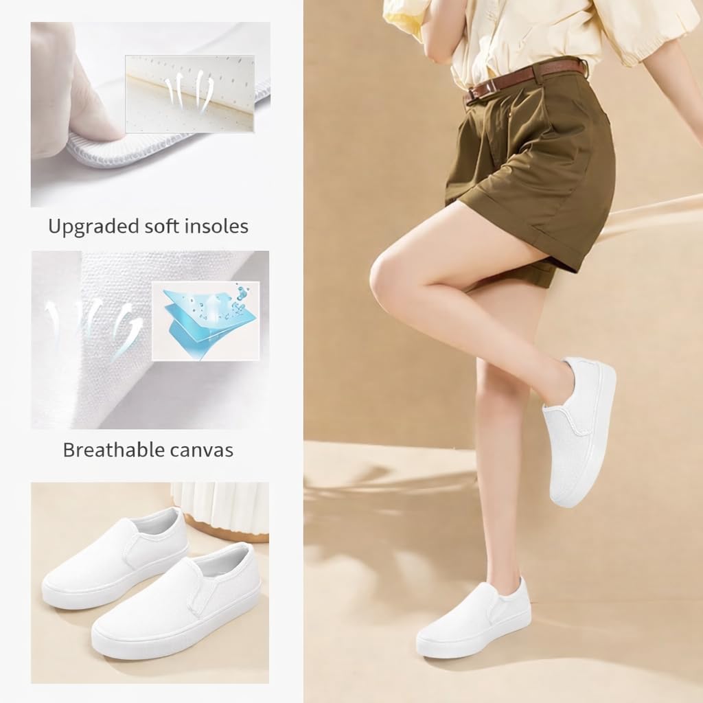 Emma Shoes Low-Top Slip Ons Women's Fashion Sneakers Casual Canvas Sneakers for Women Comfortable Flats Breathable Padded Insole Slip on Sneakers Women Low Slip on Shoes - Image 6