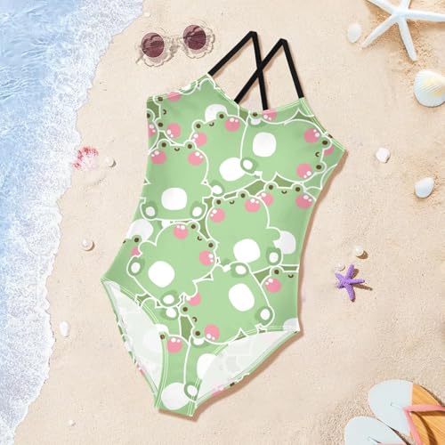 Image of Girls one Piece Swimsuit Summer UPF 50+ Quick Dry Beach Bathing Suit with Straps Swimwear 3-10 Years