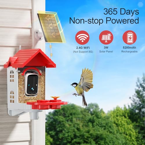 Smart Bird Feeder Camera Solar Powered