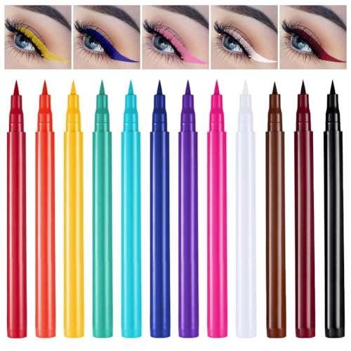 Waterproof Eyeliner, 12 Colores Delineador de Ojos, Lápiz Delineador Líquido Mate, Eyeliner Waterproof Resistente Al Agua Y Antimanchas para Cosplay