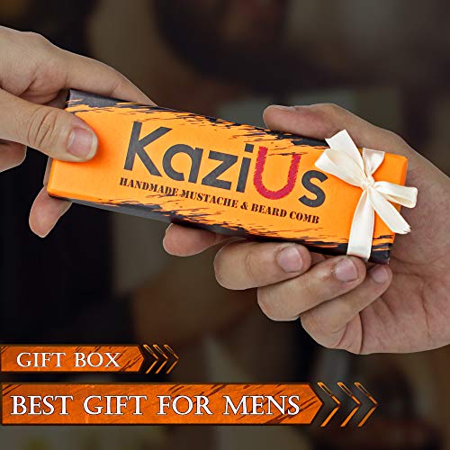 Kazius Beard & Mustache Comb For Men, Facial Hair Grooming & Styling, Use Wet Or Dry. Pocket-Sized Handmade Horn Comb Of Quality Durable, Saw-Cut And Hand Polished. #TOP4
