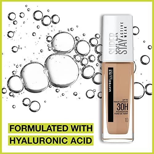 Maybelline New York Foundation, Superstay Active Wear 30 Hour Long-Lasting Liquid Foundation, Lightweight Feel, Water, Sweat and Transfer Resistant, 30 ml, Shade: 10, Ivory