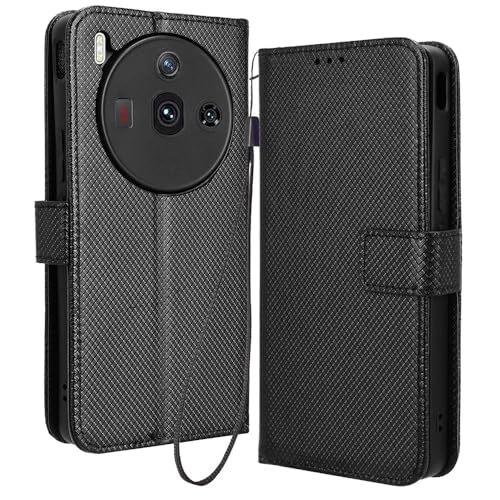 RonRun Funda ZTE Nubia Z50S Pro, Funda Libro con Ranuras de Tarjeta, Carcasa con Tapa de PU Cuero Compatible para ZTE Nubia Z50S Pro, Negro