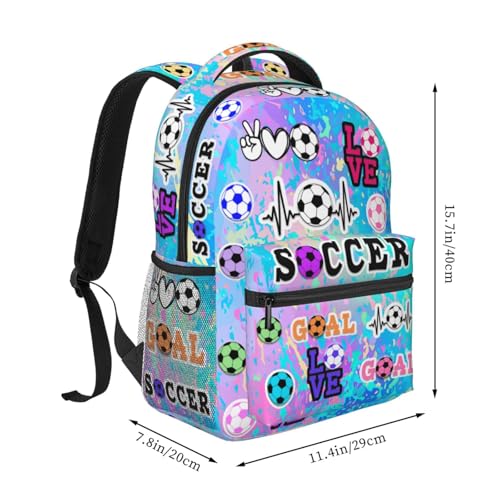 Cute Soccer Backpack Football Print School Bookbag 16 Inch Casual Backpack Travel Bag for Kids Boys Girls Adults Gifts2