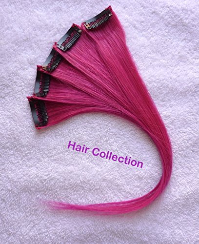 Hair Collection-12" PINK 100% Human Hair Clip in on Extensions - 1.6"widex5pcs