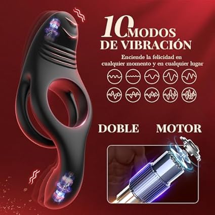 Anillo Vibradorador Pene Clítoris Vibradorador Hombre, Juguetes Eróticos Para Pareja Sexuales 10 Modos, Anillo Pene Vibrador dual Juguetes Sexuales Hombre Sex Toys