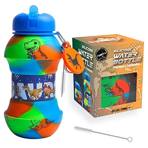 Botella de agua de dinosaurio plegable para niños Cover