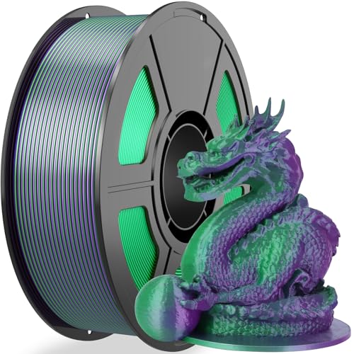 Image of Silk PLA 3D Printer Filament, Silk Dual Color Purple Green PLA Filament 1.75+ /-0.03mm, Shiny Coextrusion PLA Filament, Color Change 3D Printing Filament 1KG /2.2lb