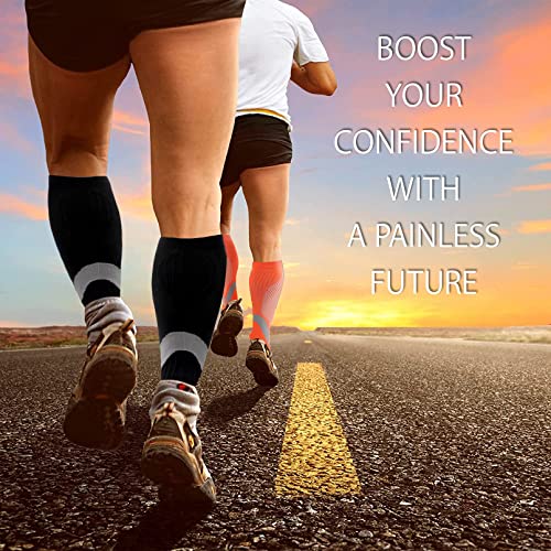 Orange Compression Socks for Women Men Circulation Knee High 3 Pairs for Nurses, Running, Travel, Athletic4