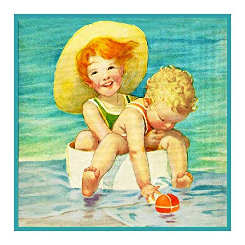 Image of Orenco Originals Children Playing Beach by Jessie Willcox Smith Counted Cross Stitch Pattern