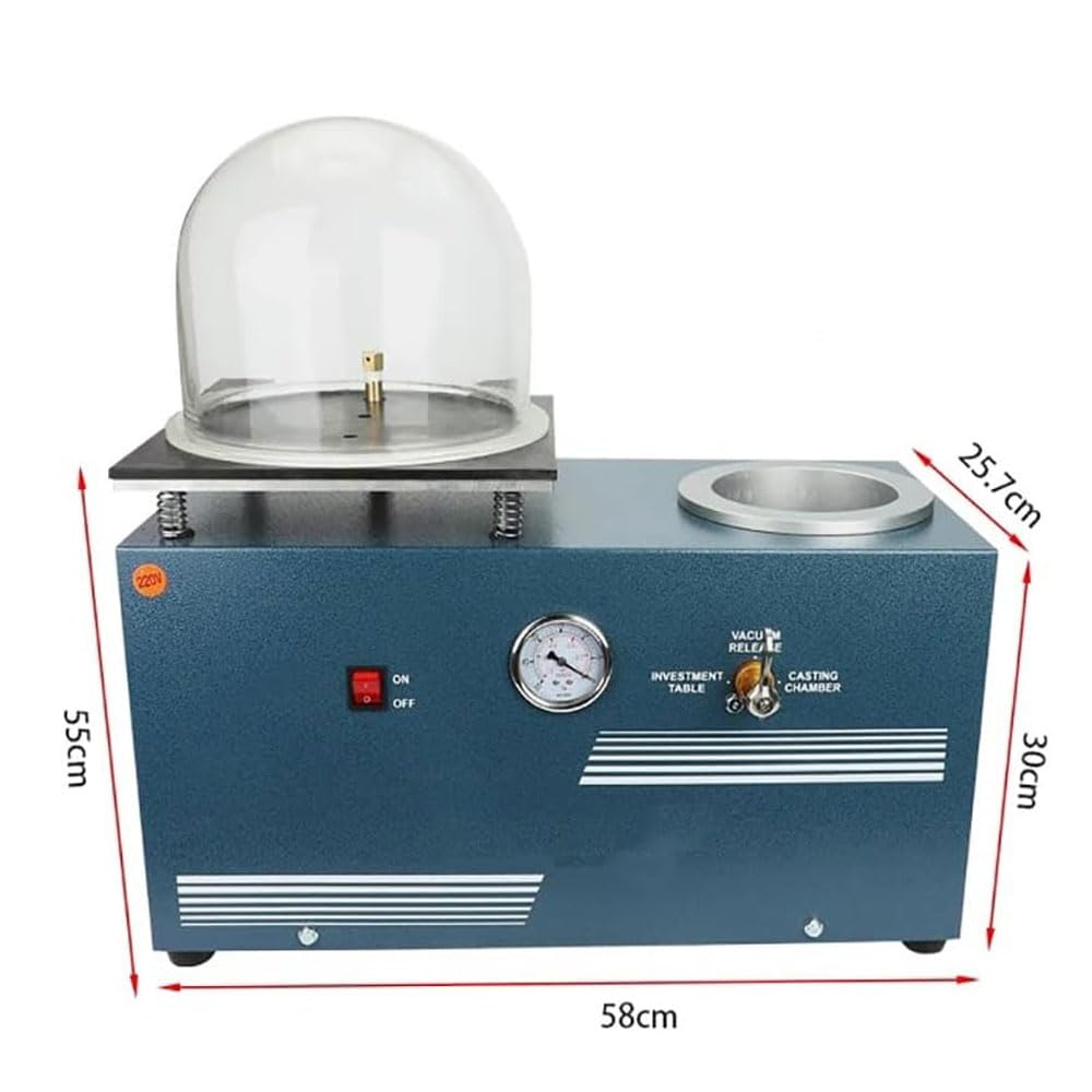 JOSBY 375-W-Vakuum-Einbettgießmaschine, 2-Liter-Gipsform-Gießmaschine, Schmuck-Wachsausschmelzguss-Kombination, mit Vakuumabdeckung, präzisem Manometer, für die Verarbeitung von Gold