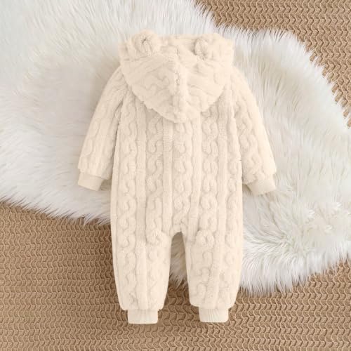 Newborn Baby Bear Suit Fleece Romper Snowsuit Hooded Romper Snowsuit 0-12M - image 3