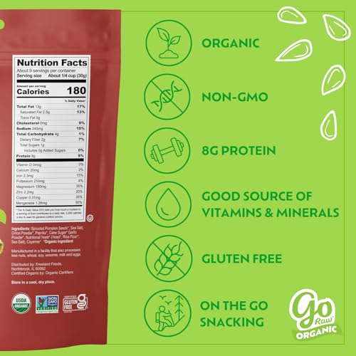 Image of Go Raw Organic Sprouted Pumpkin Seeds - Savory Seasoned Salted Pepita Snack