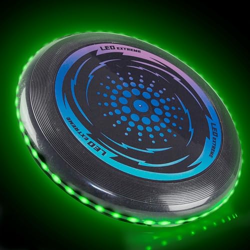 Toysery LED Light Up Fresbee - Glow in The Dark Fresbee for Kids and Adults, Flying Disc Adventure for Day and Night - Easy to Use Ideal for Camping Game (Green)