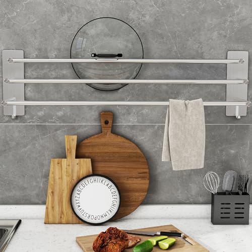 Vista SUS304 Handdoekenhouder, 3 stangen, zonder boren, 75 cm, roestvrij staal, zelfklevende handdoekhouder, zilver, badkamer, handdoekhouder met twee haken, voor keuken, badkamer, slaapkamer, zilver - Image 7