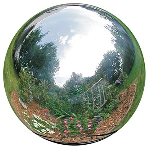 HomDSim 15 cm/6 inch Diameter Gazing Globe Mirror Ball,Silver Stainless Steel Polished Reflective Smooth Garden Sphere,Colorful and Shiny Addition to Any Garden or Home Cover