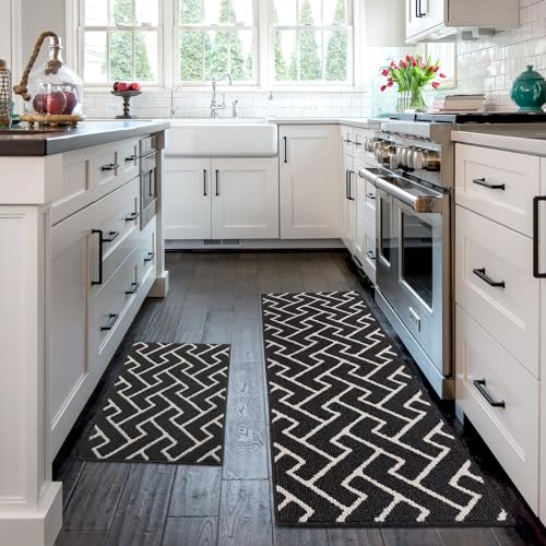 hicorfe Kitchen Rugs and Mats Sets,2 Pieces Super Absorbent Polypropylene Non-Slip Rug,Soft Comfort Floor Mat,Washable for Kitchen,Hallway,Office,Sink,Laundry(20" x 31.5" Plus 20" x 59",Charcoal - Image 6