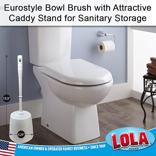 Image of LOLA Toilet Brush and Holder Set, Classic Version, Durable Bristles for Deep Cleaning, w /Compact Space Saving Storage Holder, 1 Pack