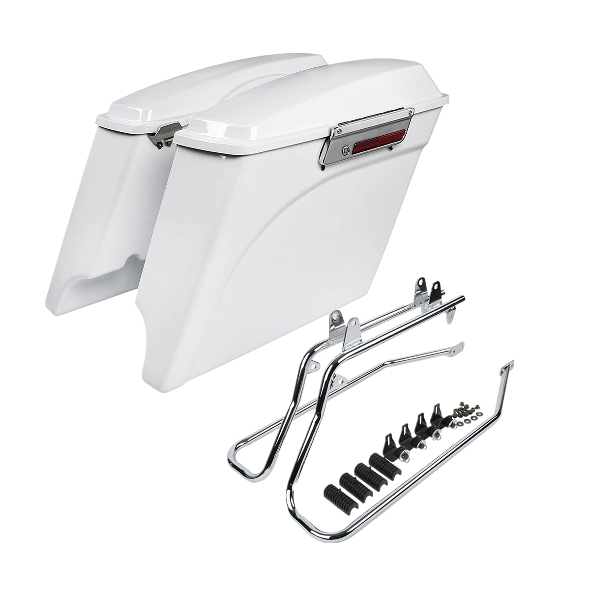 TCMT 5" Stretched Extended Hard Saddle Bags W/Conversion Brackets Fit For Harley Softail Heritage Deluxe Models 1984-2017