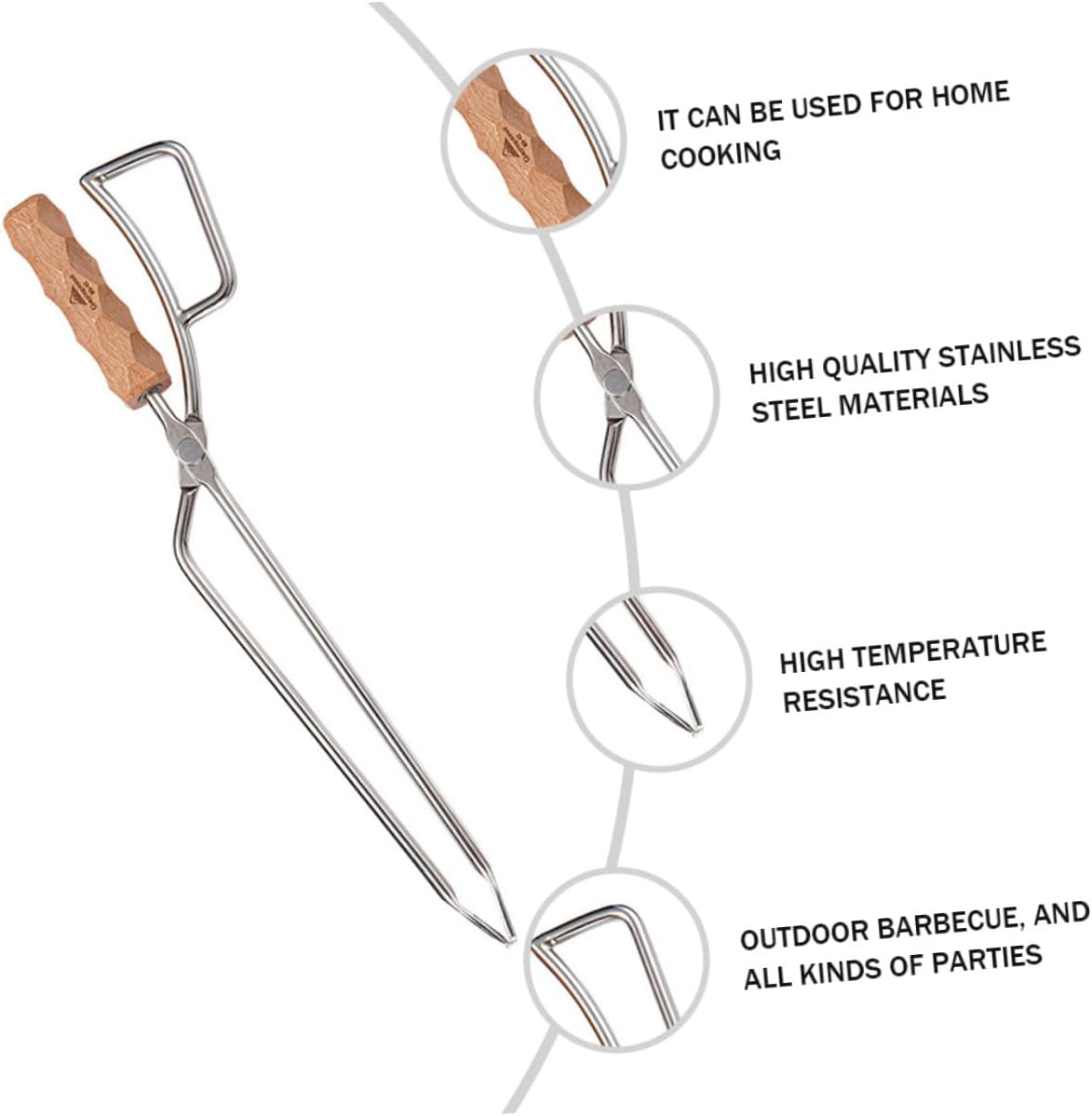 Stainless Steel Charcoal Clip Long Handle Bbq Tong for Outdoor Cooking Durable Firewood Tongs with Ergonomic Grip for Grilling and Campfire Use